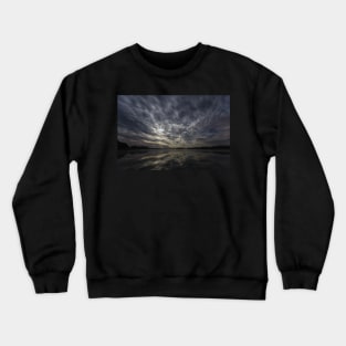Dynamic clouds in the night over the lake lit by full moon Crewneck Sweatshirt